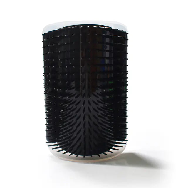 Black hairbrush with bristles on a white background