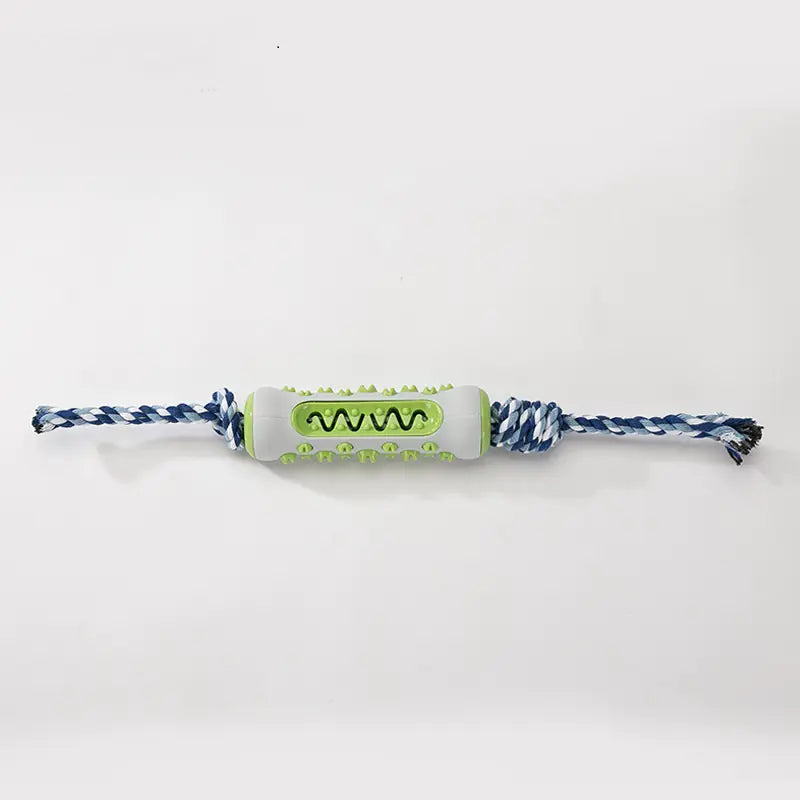 Green chew-resistant dog tug toy