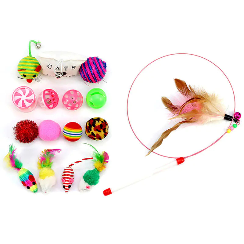 Cat Toy Starter Essentials – 16-Piece Fun & Enrichment Set