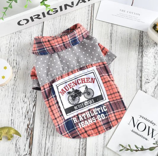 Plaid Patchwork Dog Shirt