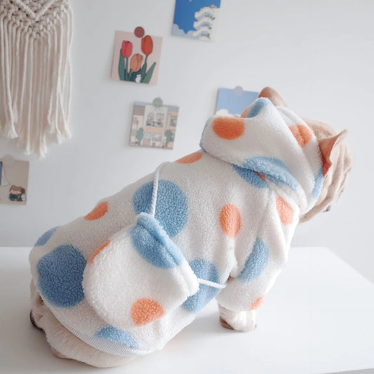 Dog Fleece Dot Print Hoodie