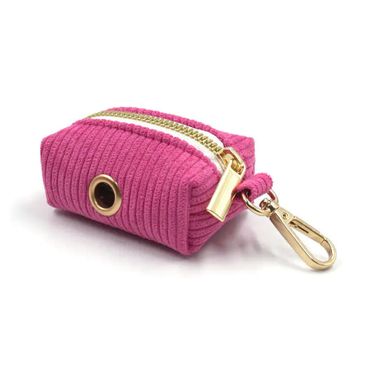 Velvet Dog Poop Bag Holder in soft corduroy material with clip