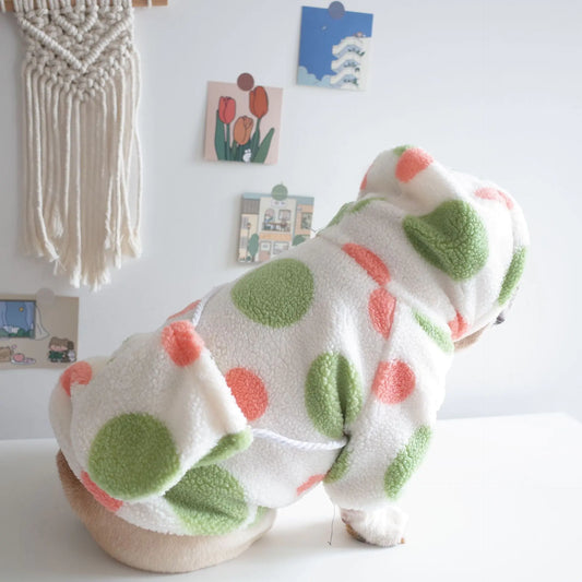 Dog Fleece Dot Print Hoodie