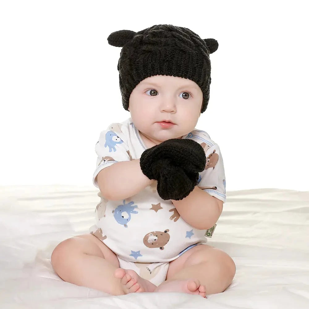 chicsourceco 2-Pack Adorable Knitted Hat and Mittens Set for Babies