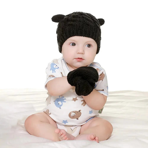 chicsourceco 2-Pack Adorable Knitted Hat and Mittens Set for Babies