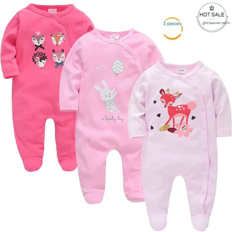 chicsourceco 3-Piece  Baby Girl Cartoon Jumpsuits