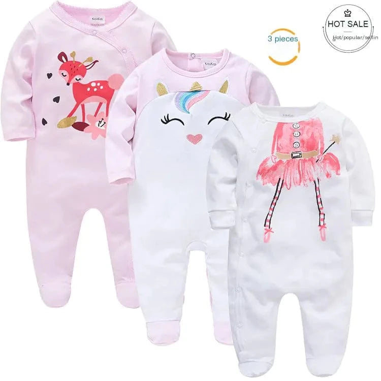 chicsourceco 3-Piece  Baby Girl Cartoon Jumpsuits