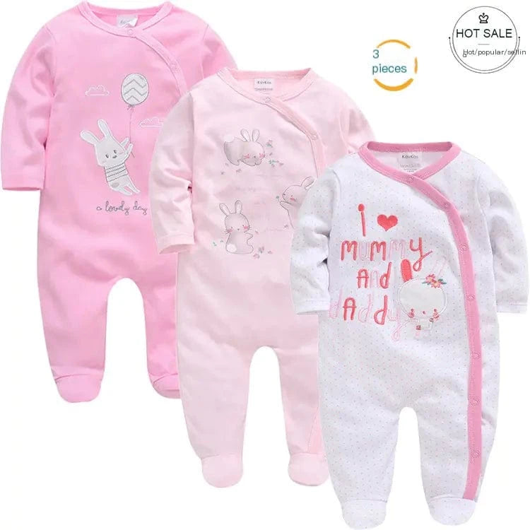 chicsourceco 3-Piece  Baby Girl Cartoon Jumpsuits