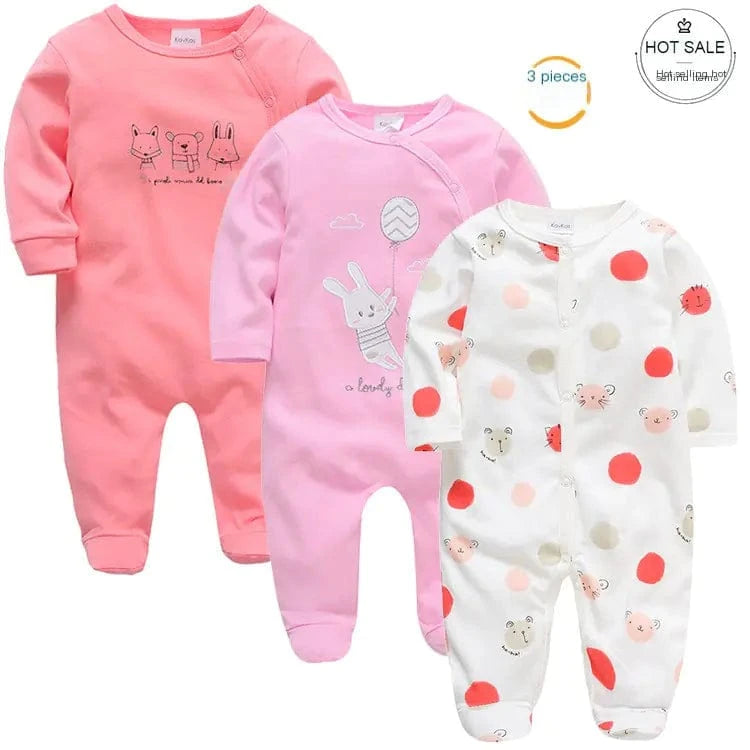 chicsourceco 3-Piece  Baby Girl Cartoon Jumpsuits