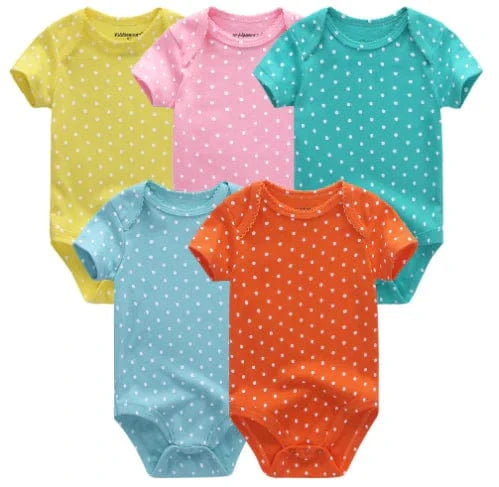 chicsourceco 5-Piece Baby Bodysuit Set - Cotton Short Sleeve Onesies