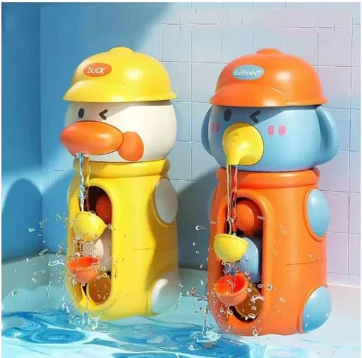 chicsourceco Baby Bath Toys – Cute Duck & Elephant Waterwheel with Suction Cup