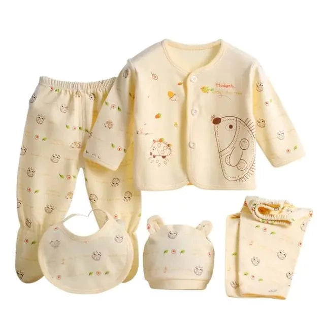 chicsourceco blue / 0-3months 0-3 Months Newborn Baby Clothing Set - 5pcs Cotton Suits