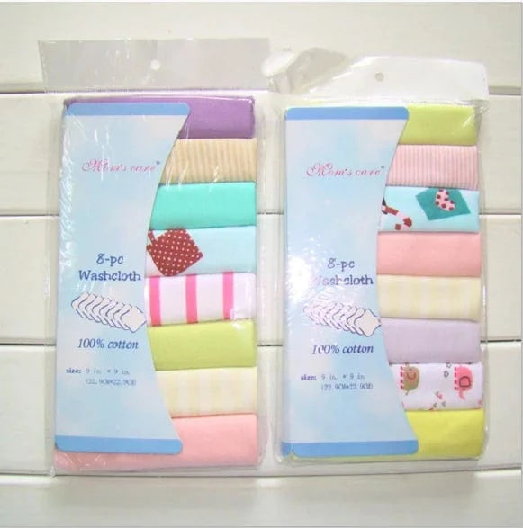chicsourceco Girl 8pcs Pack of Cotton Face Towels for Newborn Babies