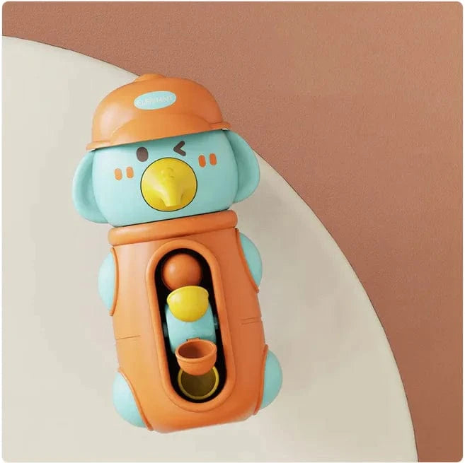 chicsourceco Orange Baby Bath Toys – Cute Duck & Elephant Waterwheel with Suction Cup