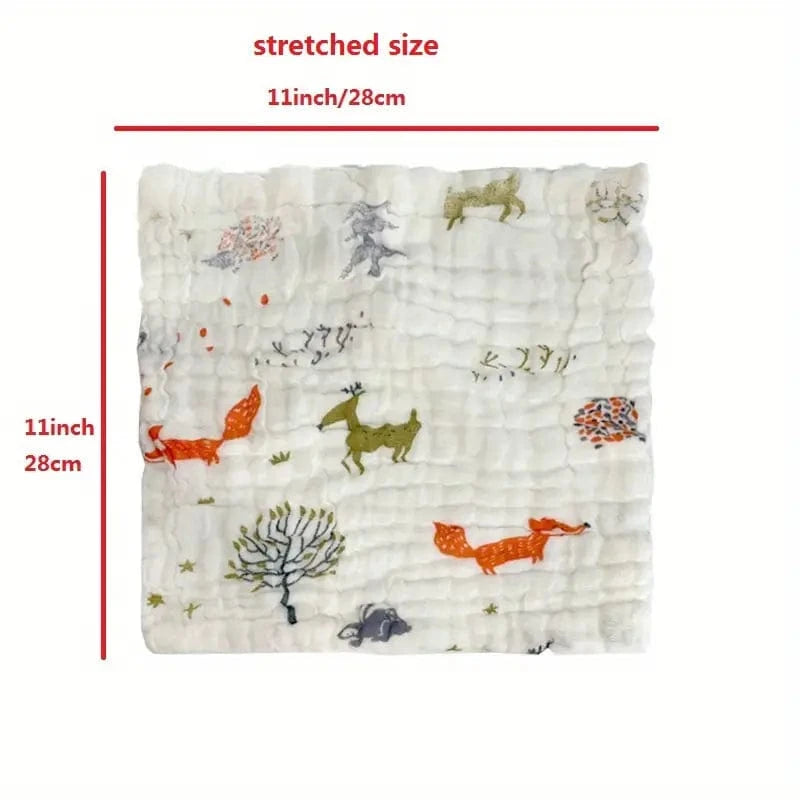 chicsourceco Random Color 5pcs Muslin Baby Towels - Soft Cotton Burp Cloths 11x11 In