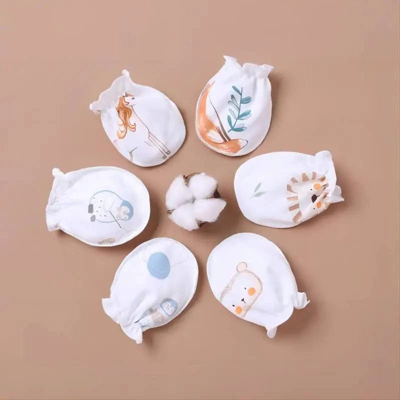 chicsourceco Random color / Free size Baby Cotton Protective Mittens for Newborns (All Seasons)
