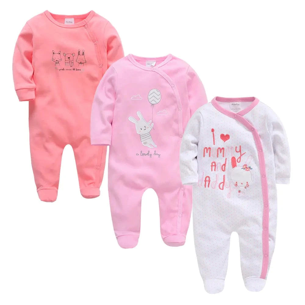 3-Piece  Baby Girl Cartoon Jumpsuits