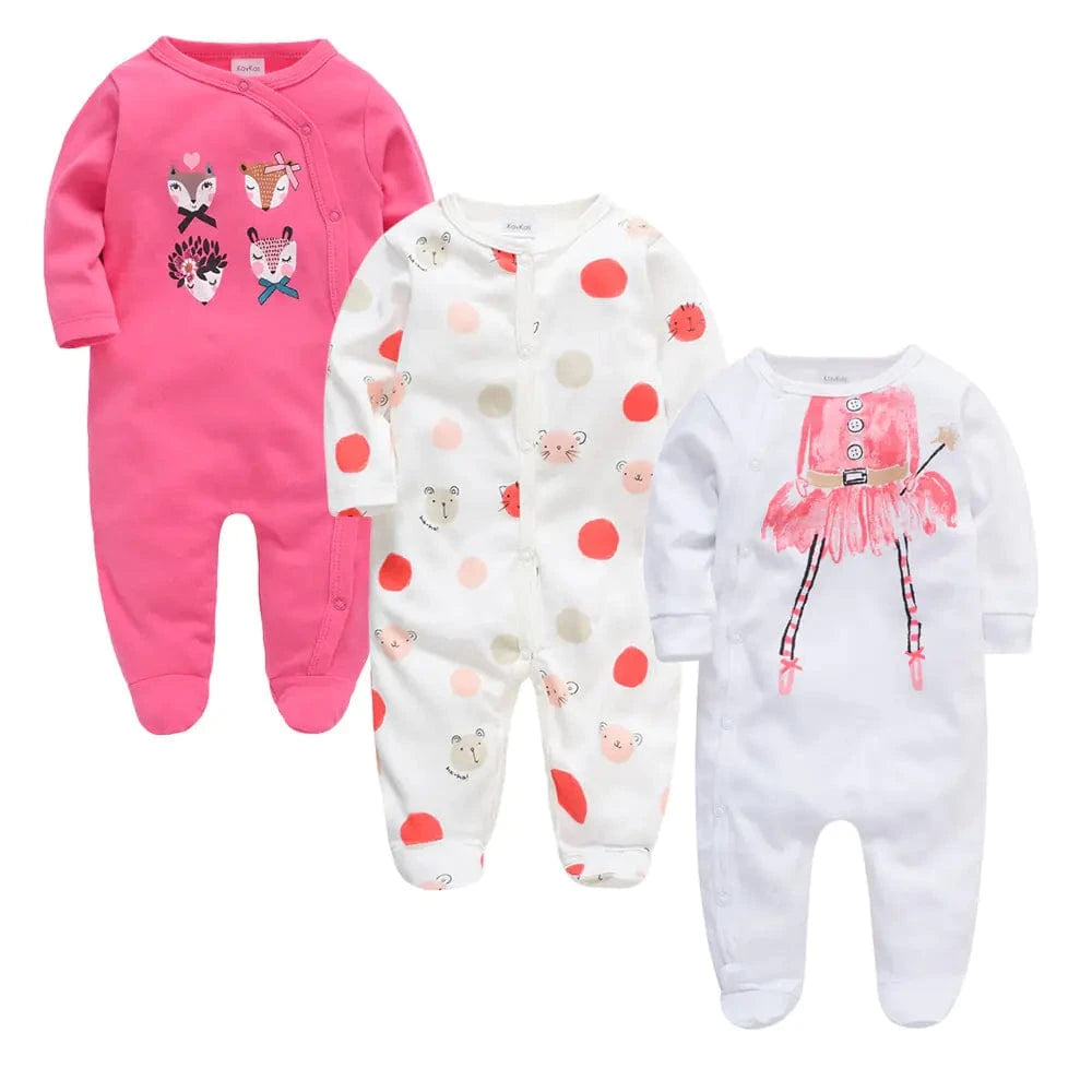 3-Piece  Baby Girl Cartoon Jumpsuits