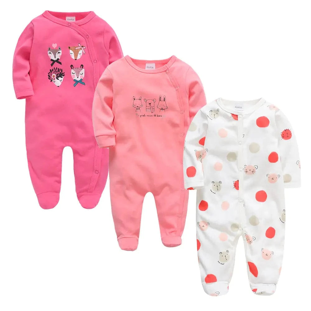 3-Piece  Baby Girl Cartoon Jumpsuits